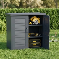 Armoire de rangement extérieure résistante aux intempéries, gris foncé, ensemble d'armoires de jardin avec portes à persiennes pour usage extérieur