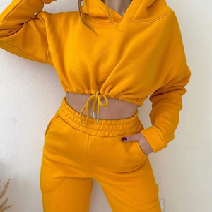 Precio de fábrica OEM personalizado hombres venta superior de algodón polar de alta calidad Crop Top chándales para mujeres Jogger - Product Image 3