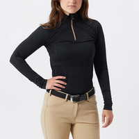 Nouvelle Arrivée Chemises d'équitation pour femmes à manches longues, coupe ajustée, en coton respirant, couleur personnalisable, haute qualité, sous-vêtement de base pour l'équitation