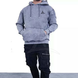 Séchage rapide respirant 100% coton hiver solide lavage à l'acide sweats à capuche Logo personnalisé haute qualité hommes écologique - Product Image 2