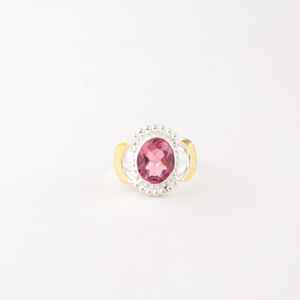 Bague Statement pour Femme en Argent Sterling 925 avec Tourmaline Rose Coupe Ovale Certifiée IGI, Pierre de Naissance d'Octobre, Cadeau de Mariage - Product Image 1