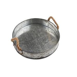 Diseño clásico decoración del hogar vajilla bandeja galvanizada gran calidad bandeja de Decoración de mesa con asas de madera al mejor precio - Product Image 4