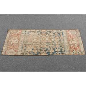 Alfombra Turca Vintage de 1.6x4.4 pies, Alfombra Persa Azul - Product Image 3