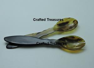 ชุดเซิฟเวอร์สลัดฮอร์นธรรมชาติคุณภาพพรีเมี่ยมชุดส้อมและช้อน2ชิ้นผสมสลัดและเสิร์ฟเครื่องครัวและเครื่องใช้บนโต๊ะอาหาร - Product Image 4