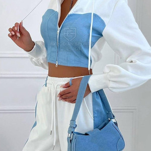 Conjunto Deportivo de Invierno para Mujer, de Alta Calidad, Estilo Casual, con Cierre, Capucha, 2 Piezas, 100% Algodón Ecológico y Transpirable - Product Image 6