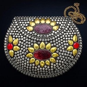Artisanat métallique indien, pochette en métal, sac à main en mosaïque, sac de soirée, pochettes multicolores pour femmes - Product Image 1