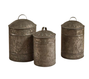 Tableware Galvanized Storage <b>Canisters</b> Kitchen Countertop Metal Containers Kitchen <b>Canister</b> <b>Set</b> Made in India - Product Image 2