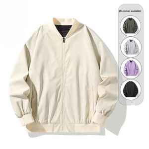 <b>Jacket</b> for Men Business Casual Thin Coat Trend Clothing Spring Autumn New College Baseball Collar <b>Short</b> Loose Solid Color - Product Image 1