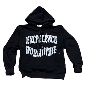 Sudadera con capucha con bordado desgastado lavado personalizado para hombre, forro polar de algodón pesado 100% para ropa de calle de invierno, con capucha teñida lisa - Product Image 4