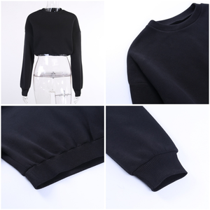 เสื้อกันหนาวมีฮู้ดผ้าฟลีซสำหรับผู้หญิงคอกลมมีฮู้ดโอเวอร์ไซส์ผ้าฝ้าย100% 360 GSM สีพื้น - Product Image 6