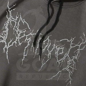 Sudadera con Capucha Personalizada con Logotipo de Diamantes de Imitación, Fabricación OEM, Sudadera para Hombre, 100% Algodón, Forro Polar, Moda de Invierno, GOAT REPUBLIC SPORTS, Ropa Urbana - Product Image 6