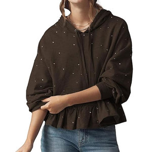 Sudaderas Glamurosas de Punto con Pedrería para Mujer, con Logotipo Frontal, Modernas, 100% Algodón, Ecológicas y Transpirables - Product Image 1