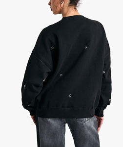 Sudadera con ojales de cuerpo completo para mujer, sudadera personalizada con logotipo impreso, sudadera transpirable de ajuste holgado para mujer - Product Image 5