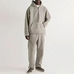 Sudadera con capucha de punto de mezcla de algodón 100% informal para hombre, color sólido antiarrugas con patrón de estampado y diseño de solapa personalizado, sudaderas con capucha para hombre - Product Image 4