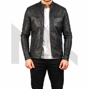 Vestes pour hommes Veste en cuir pour hommes personnalisée de haute qualité avec col montant Meilleur style et vente en gros Veste en cuir - Product Image 1