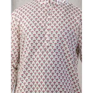 Kurta décontracté imprimé 100% coton pour hommes, chemise décontractée à motif floral pour hommes avec manches longues, tissu popeline respirant - Product Image 6