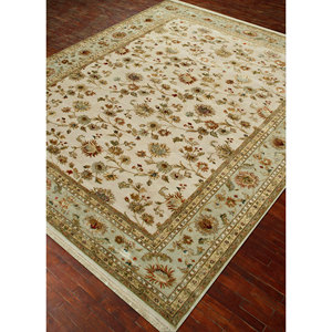 Tapis en laine et soie noué à la main Aurora Ivory NRA-31 avec motif brodé - Product Image 2