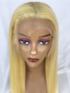 Exportation de qualité supérieure vendeur en gros indien temple indien vierge 26 ''blonde droite 13x4 Hd perruque frontale en dentelle avec 180% de densité - Product Image 2