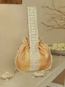 Bolsa Potli de Seda Hecha a Mano para Mujer, Bordado Indio, Regalo de Fiesta, Bolso de Mano Elegante, Étnico, al por Mayor - Product Image 2