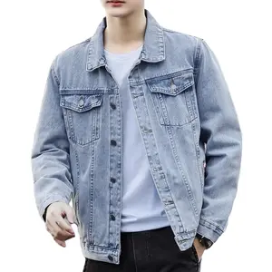 Мужская джинсовая куртка в стиле ретро-хоп с несколькими карманами плюс размер подходит для мужчин Уличная одежда пальто с однобортным дизайном
