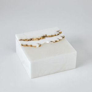 NEW ARRIVAL Ribbed RESIN Storage <b>Box</b> with Elegant Knob Lid Decorative Home <b>Box</b> with Luxury Marble Design - Product Image 4