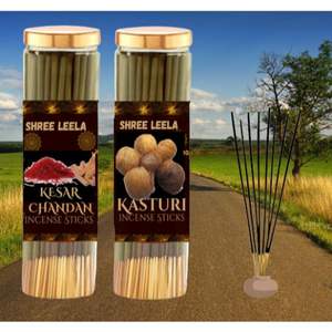 Shree Leela Agarbatti para Pooja kesar Chandan & kasturi Paquete de 2 varitas de incienso natural con aceites esenciales y sin carbón - Product Image 2