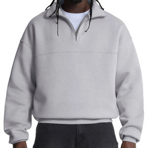 2025 nouveau hiver personnalisé hommes quart Zip sweats 100% coton polaire graphique pull col montant surdimensionné capuche bricolage motif - Product Image 4