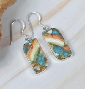 Oyster <b>Copper</b> Turquoise 925 Sterling Silver Gemstone Hook Earrings December Birthstone Handmade Earrings Jewelry <b>Gift</b> <b>for</b> <b>Her</b> - Product Image 3