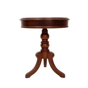 Table d'appoint ronde classique en bois avec base élégante et finition en acajou naturel pour la décoration d'angle du salon à la maison - Product Image 2