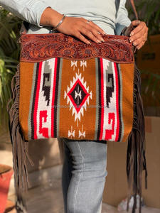 Superventas, manta de sillín mecanizada a mano, bolso cruzado de cuero genuino para mujer, correa de hombro occidental mecanizada, monedero de transporte oculto - Product Image 2