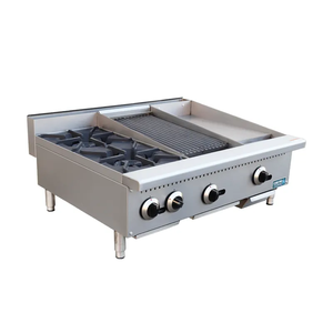 Certificat ETL Cuisinière à gaz commerciale Cuisinière à gaz à 2 brûleurs avec plaque de cuisson avec grill combi machines de cuisson industrielles - Product Image 3