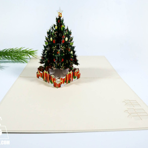 Venta al por mayor 3D impreso corte láser árbol de Navidad Pop-up tarjeta artesanía papel Kirigami artesanía para decoraciones navideñas - Product Image 2