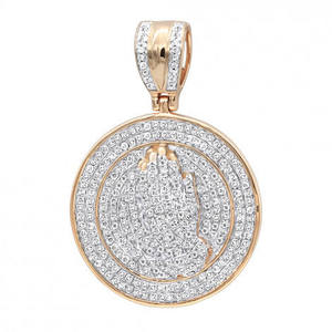Pendentif Hip Hop en Zircon de 2,85 Carats, Style Mains en Prière, en Alliage de Cuivre Plaqué Rhodium, Zircon 100% Naturel pour Hommes, Vente en Gros - Product Image 1