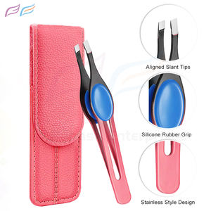 Pinzas para Cejas Inclinadas, Color Personalizado, Antideslizantes, Punta Afilada con Empuñadura de Goma, Producto de Belleza de Marca Privada, Empaquetado en Bolsa - Product Image 2