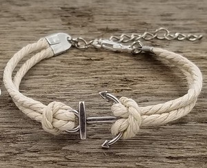 <b>Adjustable</b> Nautical Anchor Rope <b>Bracelet</b>,Anchor,Natural Color,Woman's <b>Bracelet</b>,Girls <b>Bracelet</b> - Product Image 1