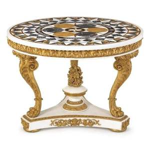 โต๊ะอาหารทรงกลมสไตล์วิคตอเรียสีทองหินอ่อน - Product Image 2