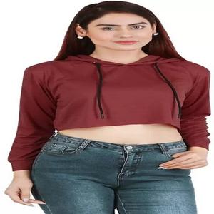 เสื้อฮู้ดแขนยาวแบบลำลองของผู้หญิงคุณภาพสูงสีทึบเหมาะสำหรับทุกโอกาสเสื้อผ้าฤดูหนาวความยาวสั้น-ODM - Product Image 1