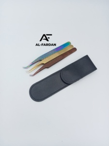 Pinzas para pestañas con ángulo de 45 grados, punta de fibra de 8 mm, acero inoxidable con revestimiento de plasma, para extensiones de pestañas - Product Image 5