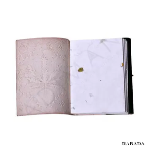 Leaf Embossed Green Leather Journal Handmade Journal Made of Handmade Woodfree Paper Antique Handmade Flower Mix Papers - Product Image 4