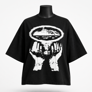 Camiseta Gráfica Extra Grande Personalizada para Mujer, Estilo Vintage, Negra, de Algodón, Streetwear, Corte Holgado - Product Image 1