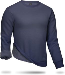 Men Crewneck Sweatshirt Fleece Lined Long Sleeve No Hood Winter Thermal Workout Pullover SweatShirts Hoodies for Man 100% Cotton - Product Image 4