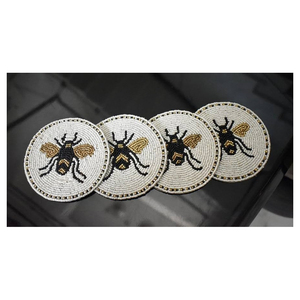 Sous-verres classiques multicolores en perles, brodés à la main, écologiques, perles de verre de 4 pouces, matériau en polyester, couvre-tasses à thé - Product Image 1