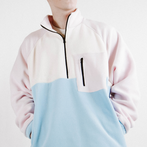 Prendas de abrigo Chaqueta de retazos Hombre Media cremallera Bloque de color Polar Chaqueta de bolsillo de lana en invierno - Product Image 1