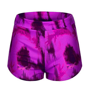 Shorts en tissu peigné respirant pour femmes de taille haute à impression par transfert thermique avec volants - Product Image 1