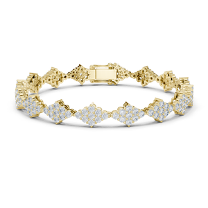 Floral Cluster Tennis <b>Bracelet</b> Round Cut Lab Grown Diamond 10K 14K <b>Solid</b> Gold DEF VVS Wedding Fine Jewelry <b>Bracelet</b> for Women - Product Image 3