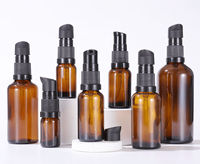 Bouteilles d'huile essentielle en verre occultant avec pompe à lotion et sérum, 5ml, 30ml, 50ml, 100ml, avec bouchon à languette et bec de pingouin, vente en gros