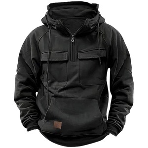 Recién llegado, ropa de calle, sudaderas con cremallera de cuarto de hombre, sudaderas con cremallera de cuarto de algodón de gran tamaño para hombre - Product Image 1