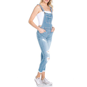 ชุดเอี๊ยมผ้ายืดผ้าทอลายทแยงทรงสลิมฟิตสำหรับผู้หญิงขายดีชุดเอี๊ยมผ้าฝ้ายยาวเต็มตัวพิมพ์โลโก้ด้านหน้า - Product Image 2