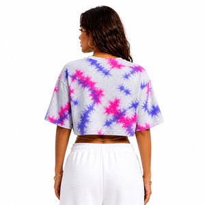 Camiseta Corta Oversize Personalizada para Mujer con Bordado Chenille, Ajuste Holgado, Estilo Urbano, Fabricante Mayorista - Product Image 3