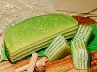 Emballage sous vide 24x14oz Gâteau de haricots mungo surgelé pratique Gâteau de haricots mungo comestible avec du pandan vert naturel et du gâteau de haricots mungo